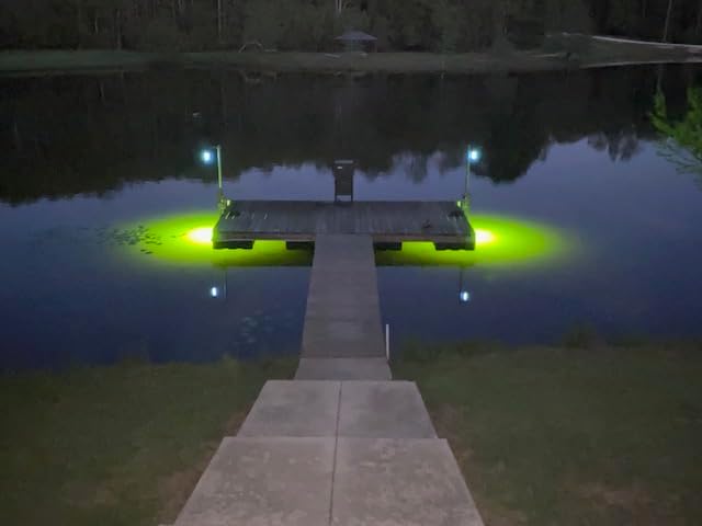 Saltwater Approved Barnacle Burner Underwater Fish Light, 250 Watt Extreme Brilliant Green 21,000 Lumens Single Dock Light 50' Marine Grade Lamp Cable, Automatic Dusk to Dawn, Easy Self Installation.