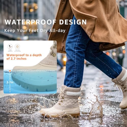 STQ Women's Duck Boots Waterproof Winter Snow Boot