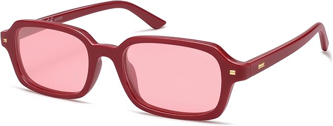 SOJOSトレンディ長方形偏光サングラス レディース メンズ、スモールレトロファッション薄型スリムスクエアサニー SJ2610