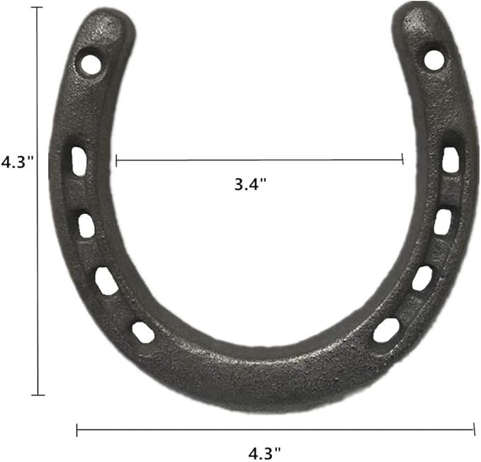 Cast Iron Horseshoe Wall Decor, Medium Horseshoe Sturdy Cast Iron 5 Holes On Each Side for Indoor Or Outdoor