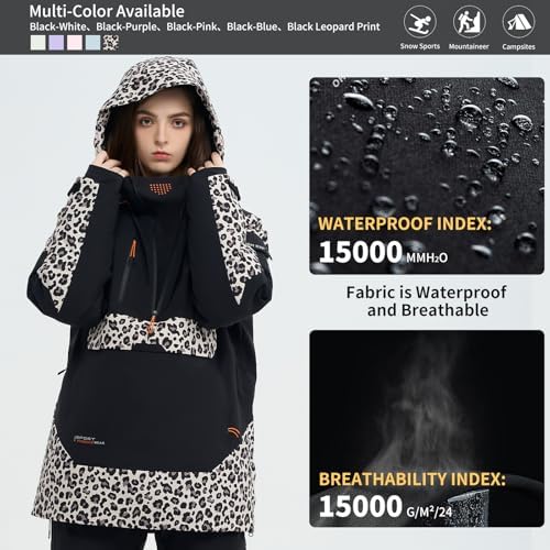 Womens Mens Snowboard jacket Baggy Ski Pullover Hoodie