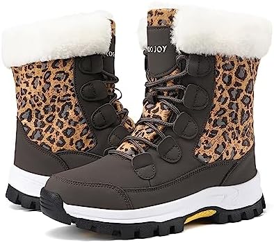 COOJOY Womens Waterproof Winter Snow Boots Warm Shoes Furry Mid Calf Lightweight Walking Hiking Booties
