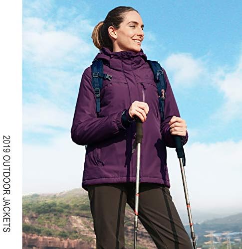 CAMEL CROWN Women’s Mountain Snow Waterproof Ski Jacket Detachable Hood Windproof Fleece Parka Rain Jackt Winter Coat