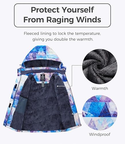 wantdo Women's Ski Jacket Waterproof Warm Fleece Lined Winter Snow Coat