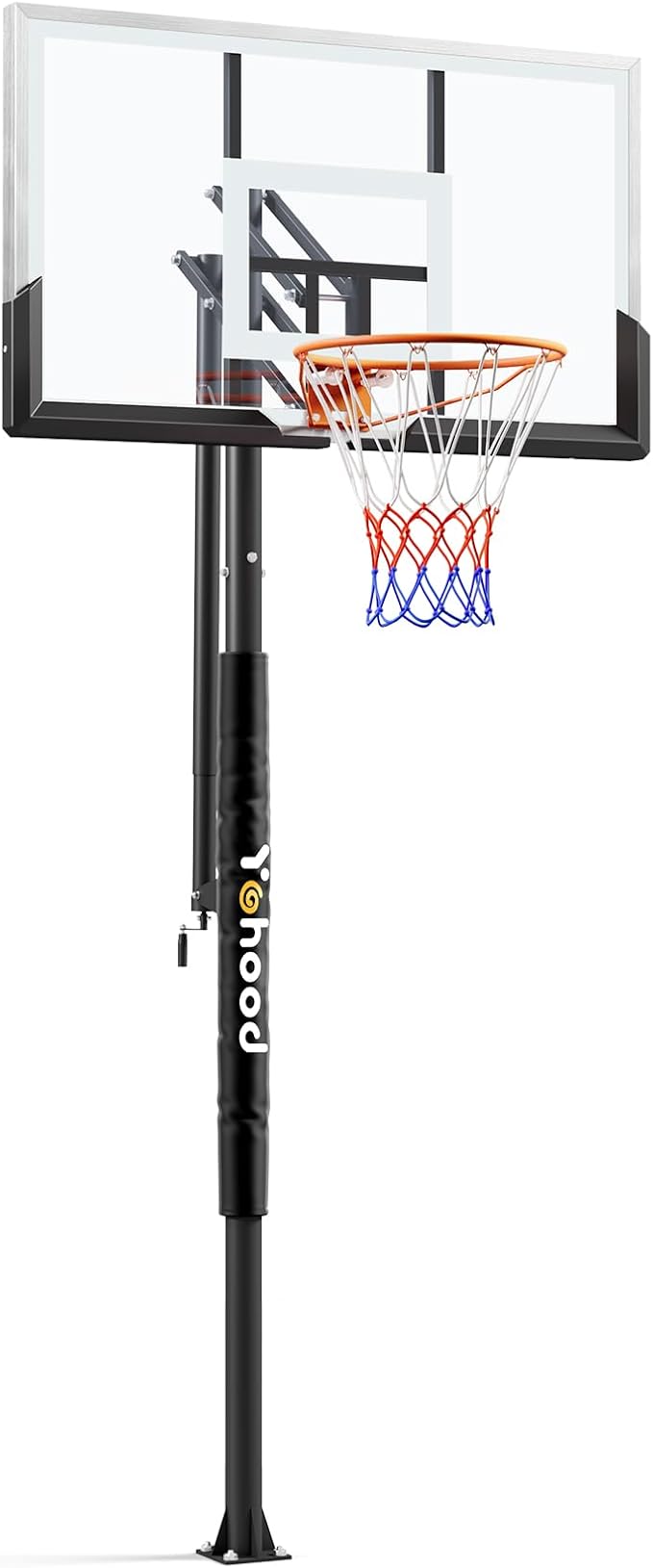 In Ground Basketball Hoop Outdoor 10FT Adjustable Height with Crank, in-Gound Basketball Goal System with 50 Inch Shatterproof PC Backborad and Solid Steel Rim