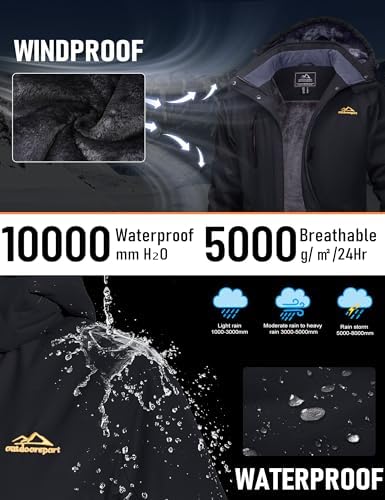 MAGCOMSEN Womens Winter Coats Waterproof Ski Snow Warm Fleece Rain Jacket