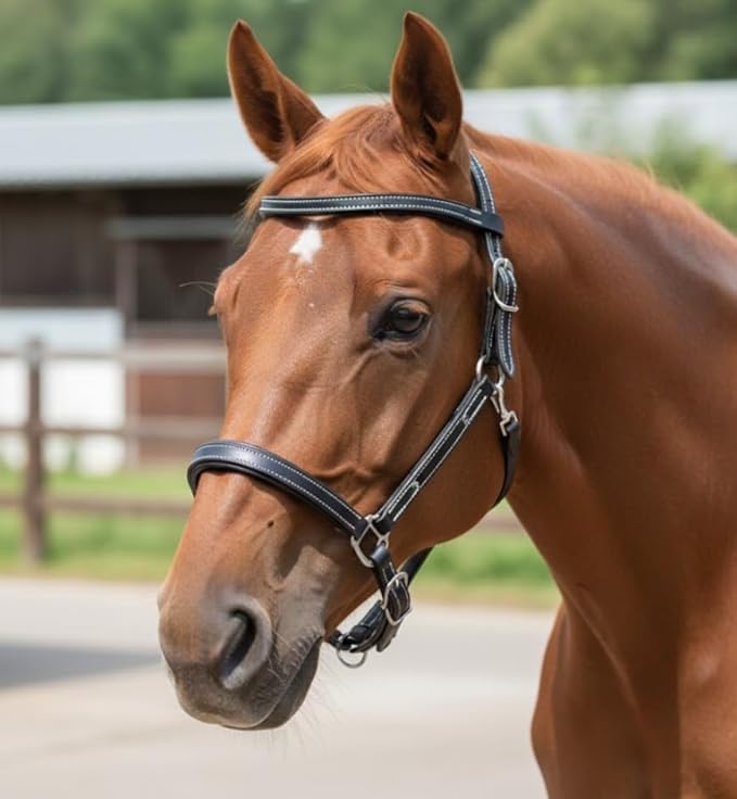 Double Stitched Latigo Leather Browband Western Horse Headstall