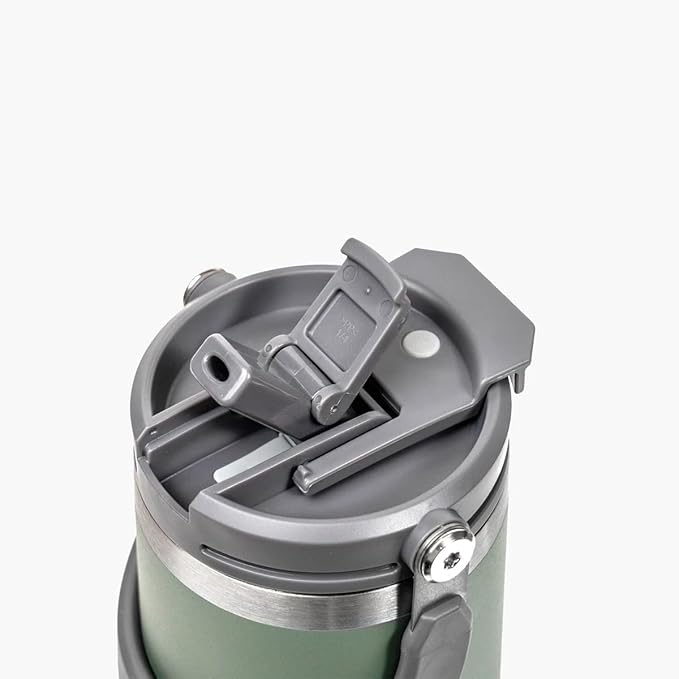 TYESO Tumbler with Handle,Tumbler with Straw, Vacuum Insulated Water Bottle,Double Wall Stainless Steel Coffee Cup Travel Mug Leak Proof Flip (Green, 40 oz)