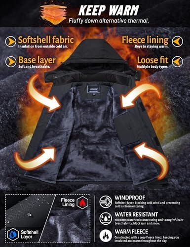 TACVASEN Men's Winter Skiing Jackets Waterproof Thermal Snowboard Coats