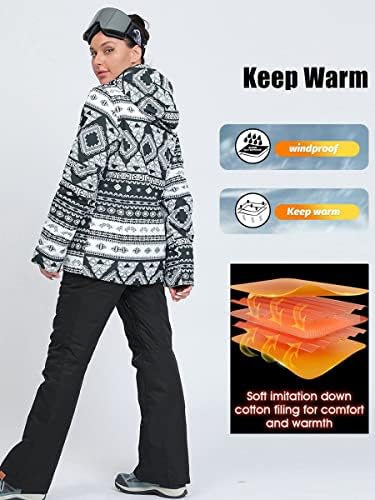 HOTIAN Women's 2 Piece Ski Jackets and Pants Set Skisuit Colorful Waterproof Windproof Insulated Snowsuit Snowboarding Coat