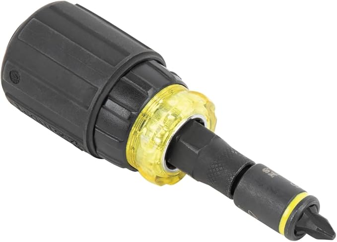 Klein Tools 32561HDRT KNECT 7-in-1ラチェットスクリュードライバー、耐衝撃性、スタビー、プラスビット、マイナスビット、3ナットドライバー、アダプター、7点セット