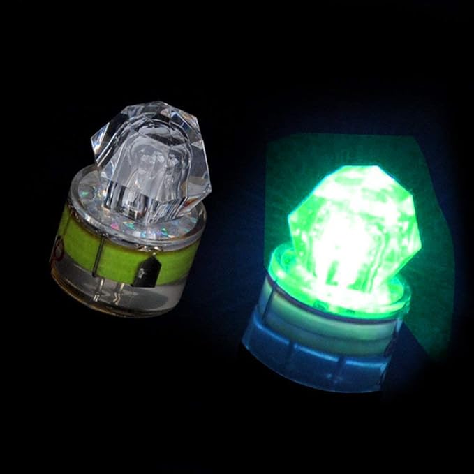 LED水中集魚ライト10個パック、カラフル点滅ストロボLEDフィッシングライト、防水誘引ダイヤモンドルアーライト、海水・淡水マグロ用