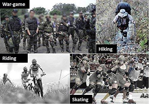 Military Tactical Knee Pad Elbow Pad Set Airsoft Knee Elbow Protective Pads Combat Paintball Skate Outdoor Sports Safety Guard Gear (Khaki, M, 4pcs Set)
