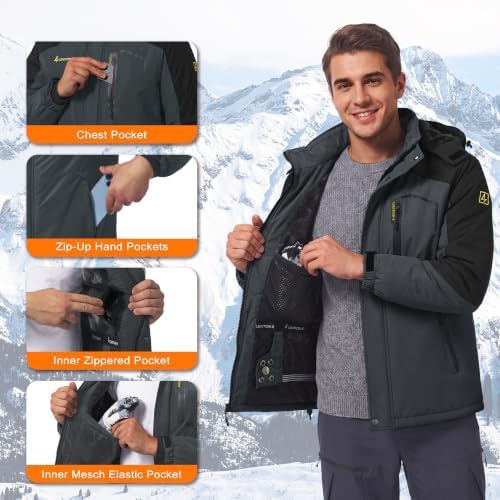 Mens Winter Jacket Ski Snow Waterproof Puffer Parka Coats
