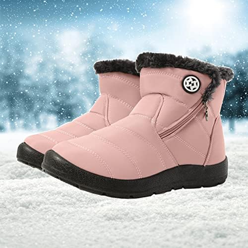 Eagsouni Snow Boots for Women Winter Waterproof Warm Zip Ankle Boots