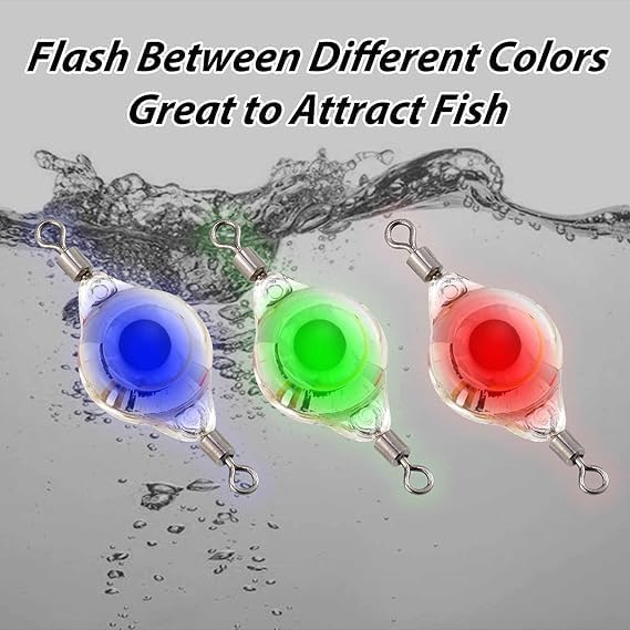 10個パック LED水中集魚灯、フラッシュフィッシュ誘引ライト、点滅釣りルアー、深海釣りアクセサリー