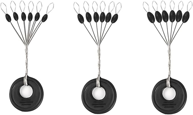 Lavie&Camus 720PCS Fishing Bobber Stopper, Oval Floats Sinker Stops, 6 in 1 Black Rubber Bobber Stops, L M S Size Float Stop Kit