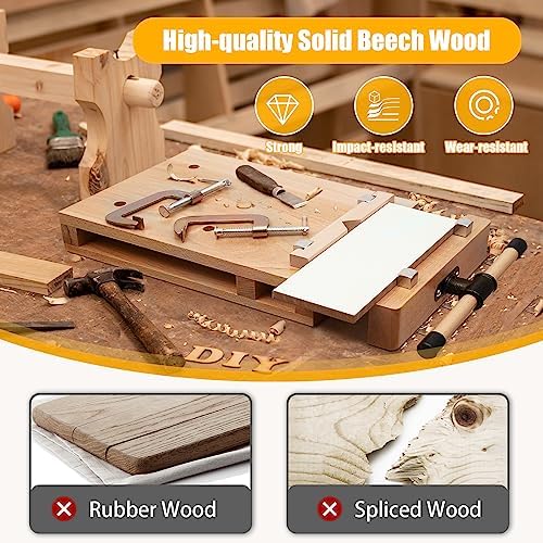 Woodworking Bench Vise, Portable Workbench Hard Woodworking Vise with 4 Limit Blocks and 2 G-Shape Fixing Clips, Desktop Work Table Work Bench for Fixing and Processing Wood Home Studio