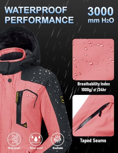 MAGCOMSEN Winter Coats for Women Ski Jackets Snow Waterproof Warm Rain Coat
