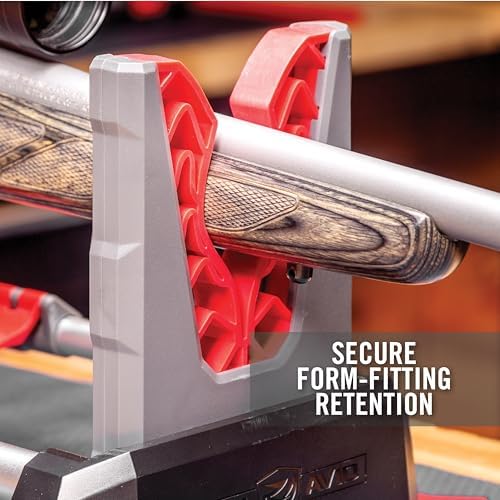 Real Avid Speed Stand | Collapsible Design, Adjustable 10" - 16" Stand for Cleaning & Maintenance | Compact, Portable Range Stand | Lightweight Vise Perfect for Hunting Rifles & Shotguns,Red
