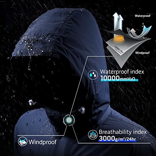 CAMEL CROWN Women’s Mountain Snow Waterproof Ski Jacket Detachable Hood Windproof Fleece Parka Rain Jackt Winter Coat