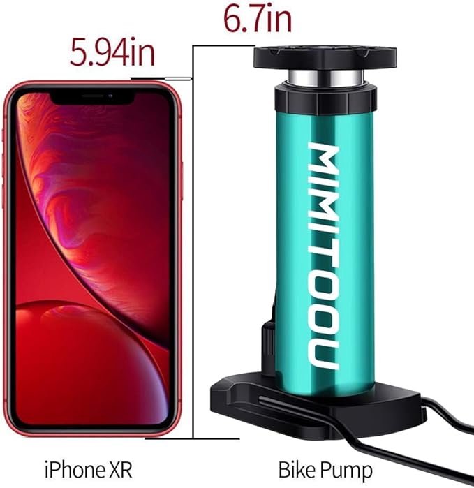 Bike Pump, Mini Bicycle Pump Portable Bike Floor Pump with Presta and Schrader Valves Aluminum Alloy Floor Bicycle Air Pump Compact Mini Bike Tire Pump, Extra Valve and Gas Needle for All Bike