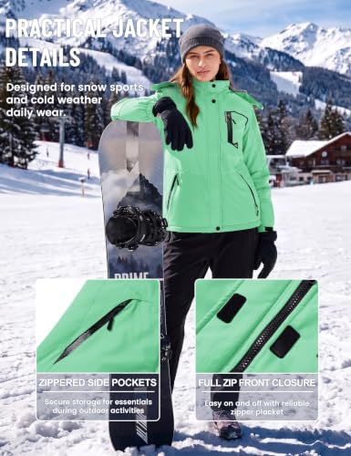 TACVASEN Women's Winter Coats Waterproof Snow Ski Jacket Warm Fleece