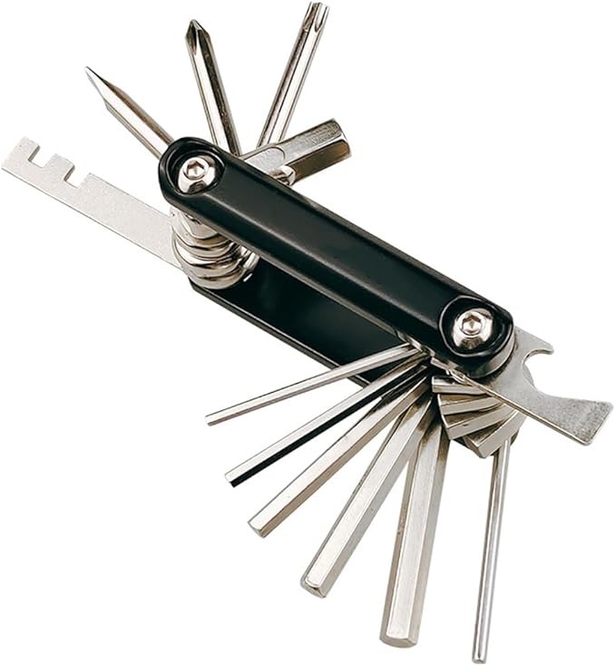 13-in-1 Folding Bicycle Tool Set, Bicycle Multi-Tool with Hex Key & Spoke Nuts for MTB Road Cycling