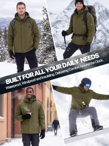 FREE SOLDIER Men's Winter Ski Snow Jacket Warm Fleece Lined Coats