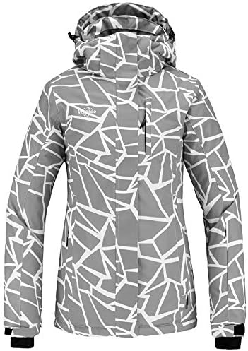 Wantdo Women's Waterproof Ski Jacket Colorful Printed Fully Taped Seams Rain Coat Warm Winter Parka