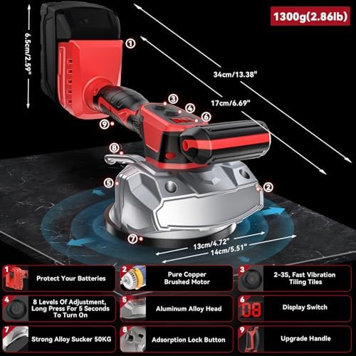 Ecarke Cordless Tile Vibration Tool Compatible with Milwaukee 18V