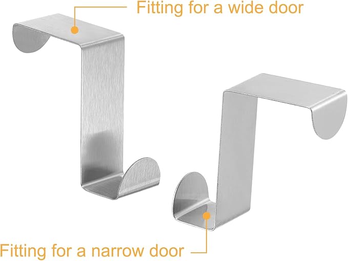 uxcell Over The Door Hooks,2pcs - Stainless Steel Door Hangers Hooks, S-Shaped Double Hooks for Hanging Clothes, Hats, Towels (Silver)