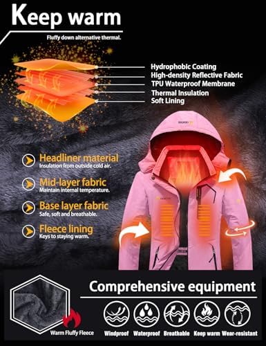 GEMYSE Women's Waterproof Ski Jacket Warm Winter Coat with Detachable Hood