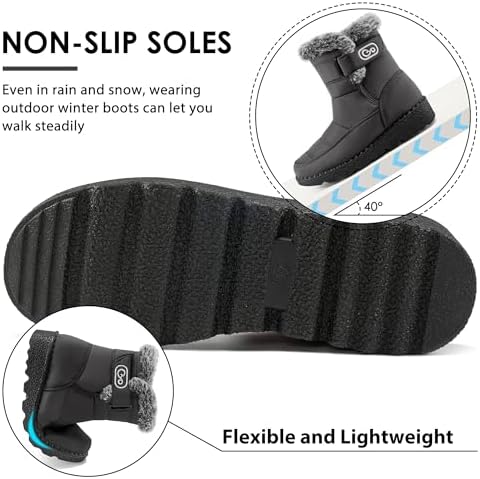 Ablanczoom Womens Winter Snow Boots with Warm Fur Lining Comfortable Booties Non Slip Waterproof Outdoor Shoes