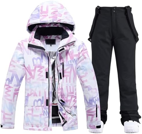 Women's Ski Jackets and Pants Set Waterproof Insulated Snowsuit Winter Warm Skisuit Fashion Snowboarding Snow Coat