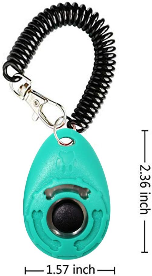 OYEFLY Dog Training Clicker with Wrist Strap Durable Lightweight Easy to Use, Pet Training Clicker for Cats Puppy Birds Horses. Perfect for Behavioral Training 2-Pack (Black and Water Lake Blue)