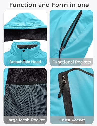 wantdo Women's Plus Size Ski Jacket Waterproof Winter Coat Snow Jacket Hood