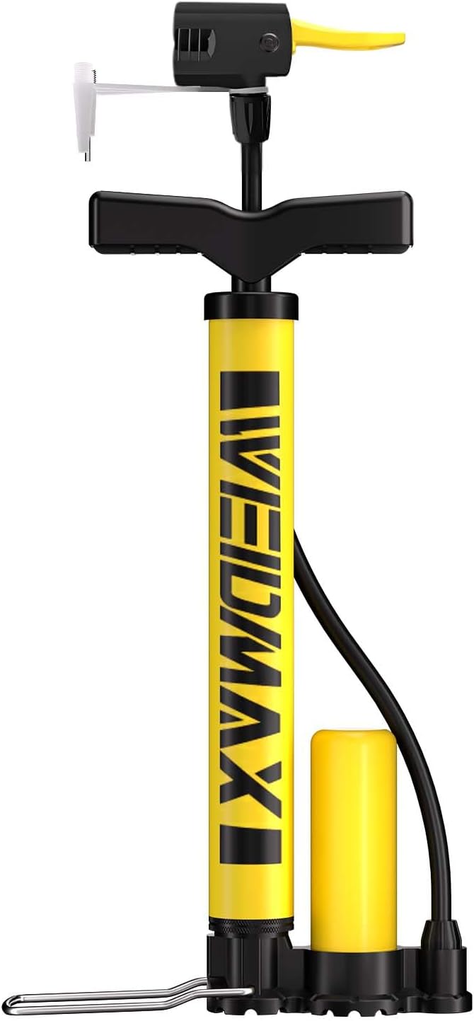 Bike Pump Portable, Bike Tire Inflator, Bicycle Hand Air Pump with Presta and Schrader, Ball Pump Inflator Bicycle Floor Pump Suitable for Baby Stroller Tires, Balls, Road and Mountain Bikes