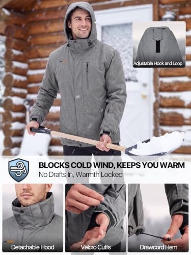 FREE SOLDIER Men's Winter Ski Snow Jacket Warm Fleece Lined Coats