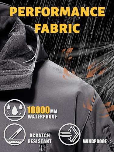 TACVASEN Men's Fleece Softshell Jacket Waterproof Winter Tactical Hooded