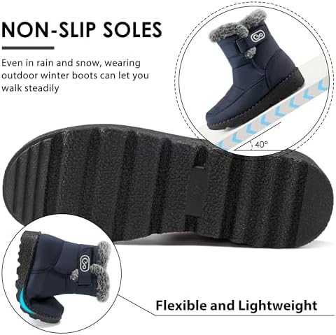 Ablanczoom Womens Winter Snow Boots with Warm Fur Lining Comfortable Booties Non Slip Waterproof Outdoor Shoes