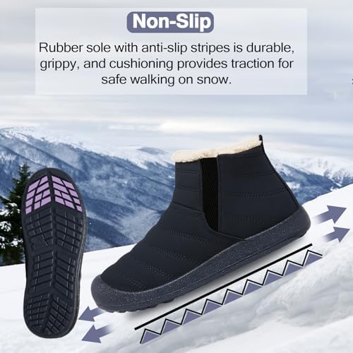 ZEENXIUYA Womens Snow Boots Comfortable Warm Fur Lined Winter Waterproof Flat Lace-Up Ankle Boots Outdoor Winter Booties
