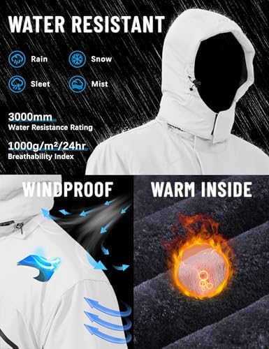 TACVASEN Men's Winter Skiing Jackets Waterproof Thermal Snowboard Coats