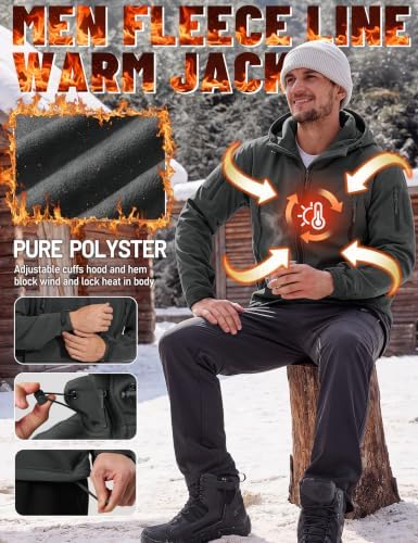 TACVASEN Men's Fleece Softshell Jacket Waterproof Winter Tactical Hooded