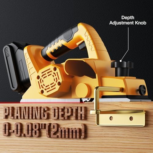 Electric Hand Planer Compatible with Dewalt 20V Battery 3-1/4" Wid 2mm Dep