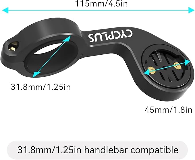 CYCPLUS Cycling Out Front Bike Mount Designed for All Cycling Computer, Garmin Edge 520 530 820 830 1000 GPS and Other Normal Models, Fits 12.5 inches(31.8mm) Diameter Handlebars Only.