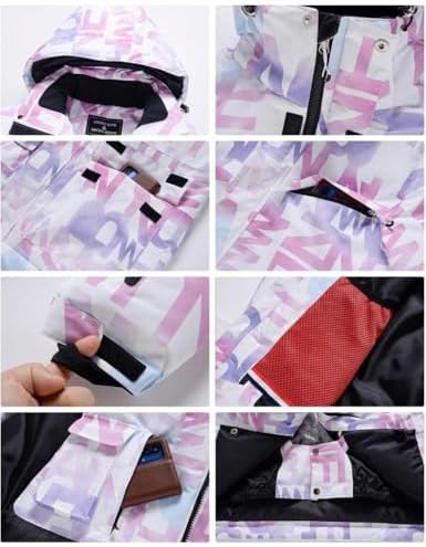 Women's Ski Jackets and Pants Set Waterproof Insulated Snowsuit Winter Warm Skisuit Fashion Snowboarding Snow Coat