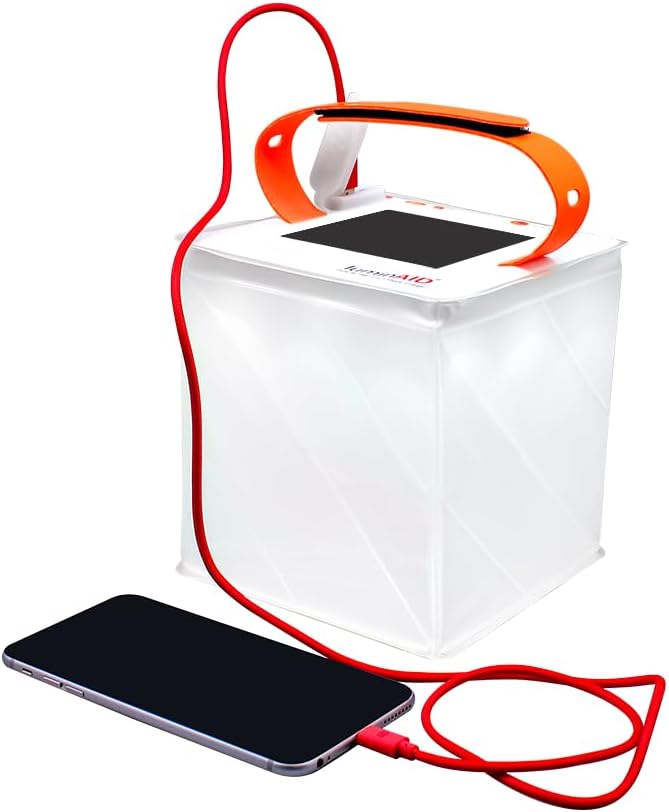LuminAID Max クイックインフレート 2-in-1 ソーラーキャンプランタン＆電話充電器 - キャンプ、ハイキング、旅行用充電式LEDランプ - 停電、ハリケーン、サバイバルキット用防水緊急ライト