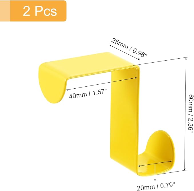 uxcell Over The Door Hooks,2pcs - Stainless Steel Door Hangers Hooks, S-Shaped Double Hooks for Hanging Clothes, Hats, Towels (Yellow)