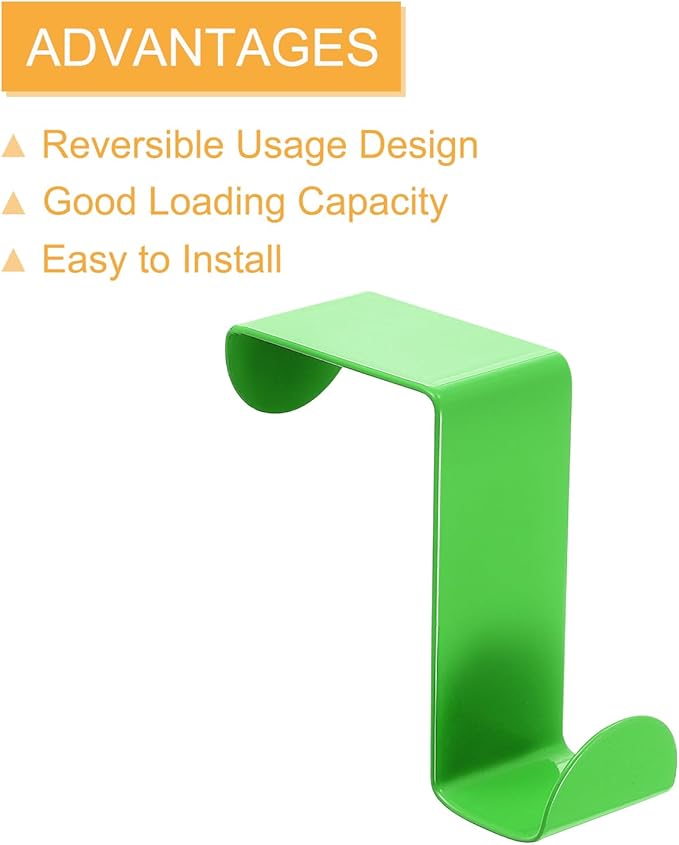 uxcell Over The Door Hooks,2pcs - Stainless Steel Door Hangers Hooks, S-Shaped Double Hooks for Hanging Clothes, Hats, Towels (Green)